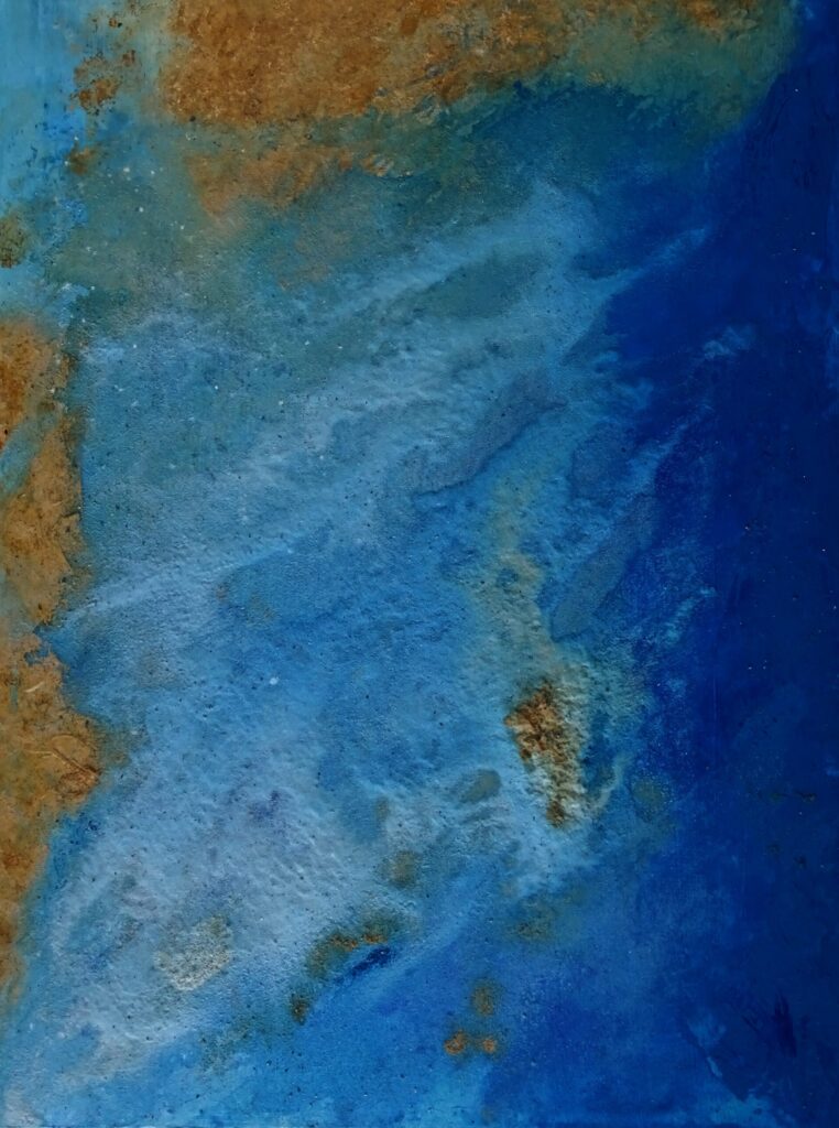 Untitled I, 80 bij 60 cm, acryl, zand, binder en gips