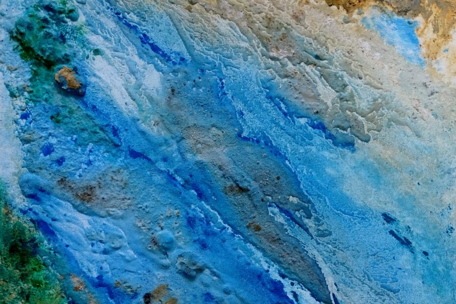 Thomaesgeul, 60 bij 60 cm, acryl, zand en binder