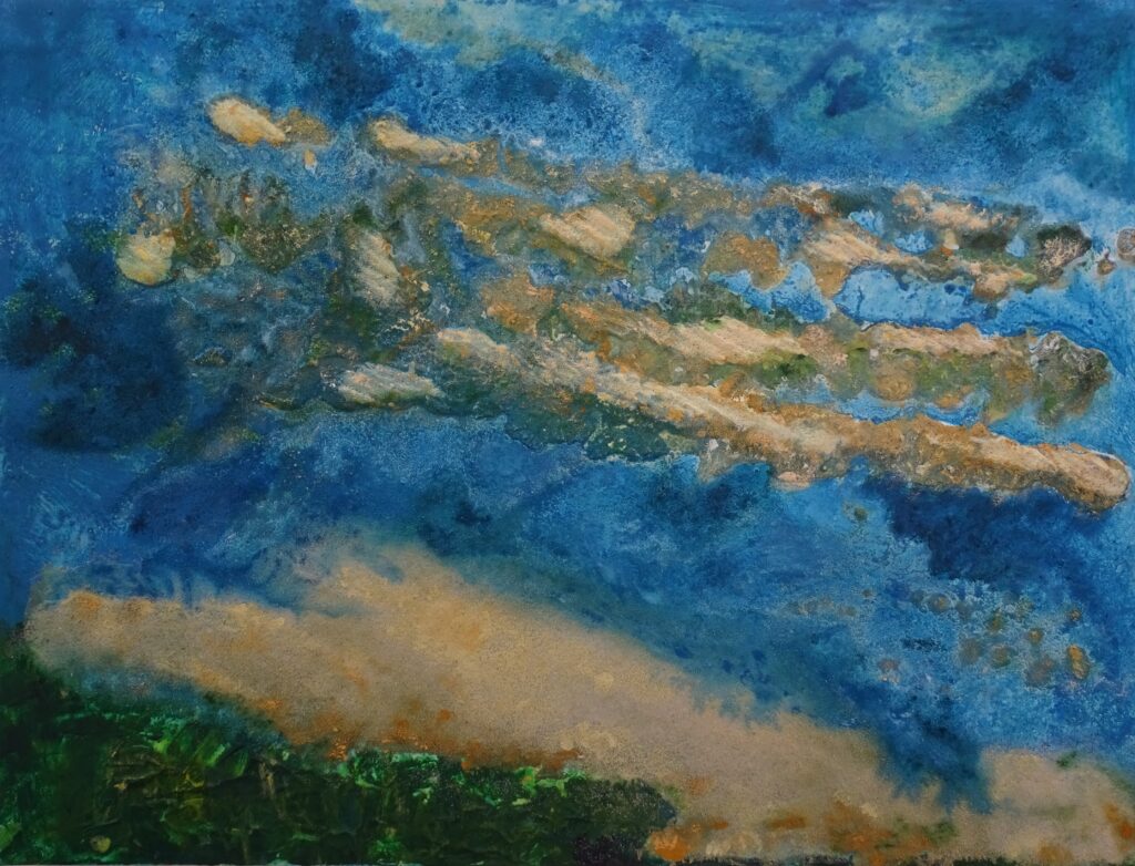 Ossenisse, 60 bij 80 cm, acryl, zand en binder