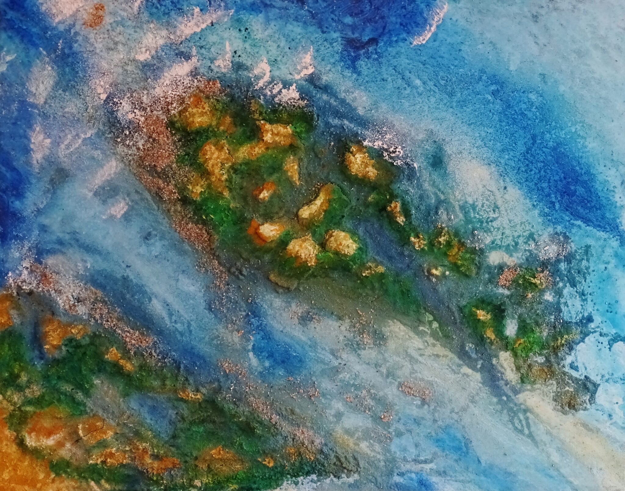 Riethnesse, 80 bij 100 cm, acryl, zand, binder en gips